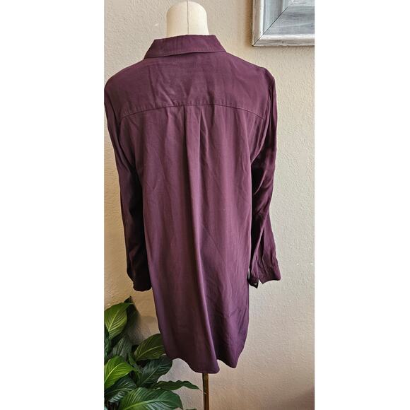 J. Jill Women's Long Sleeve Soft Button Front Tunic Shirt Top Size L Deep Purple - Picture 4 of 7